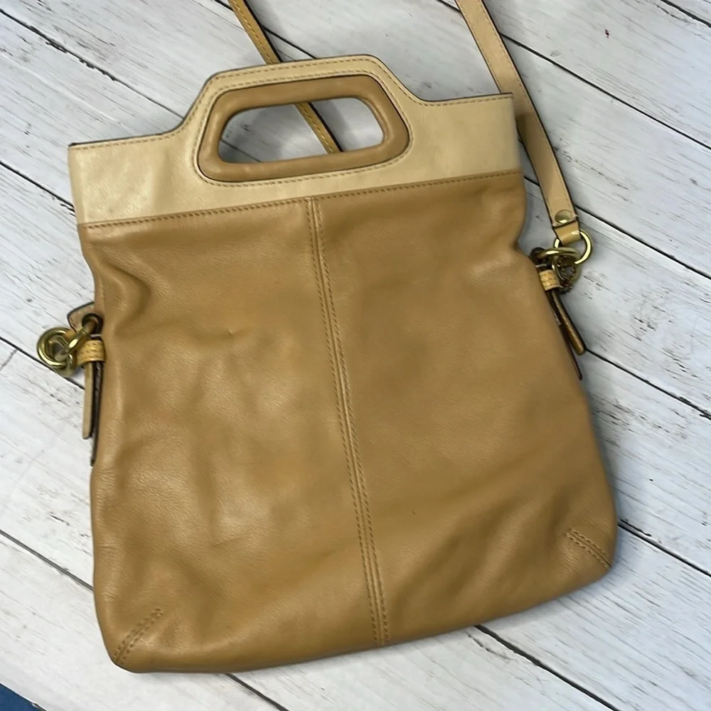 Coach Bonnie Crossbody Purse Camel Sand Leather Foldover Shoulder Bag - Picture 5 of 15